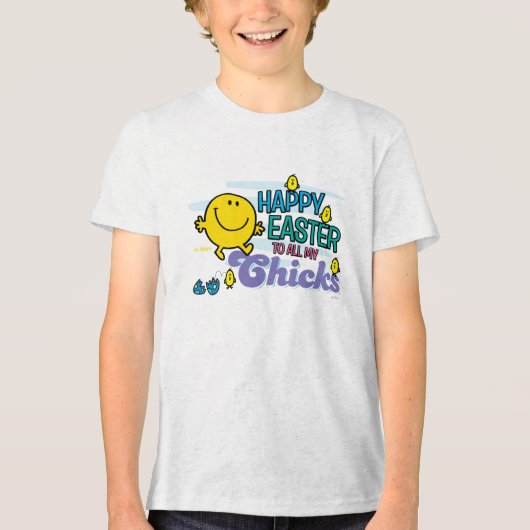 Mr. Happy | Happy Easter To All My Chicks Tri-Blend Shirt (Voorkant)