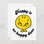 Mr Happy | Happy is net zo gelukkig als doet Briefkaart (Voorkant / Achterkant)