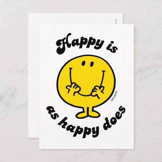 Mr Happy | Happy is net zo gelukkig als doet Briefkaart (Voorkant / Achterkant)