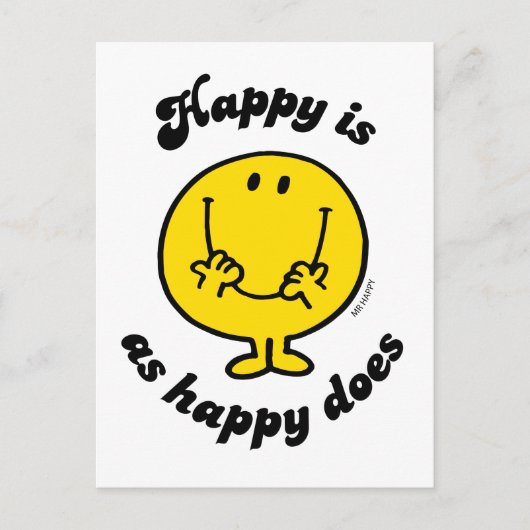 Mr Happy | Happy is net zo gelukkig als doet Briefkaart (Voorkant)