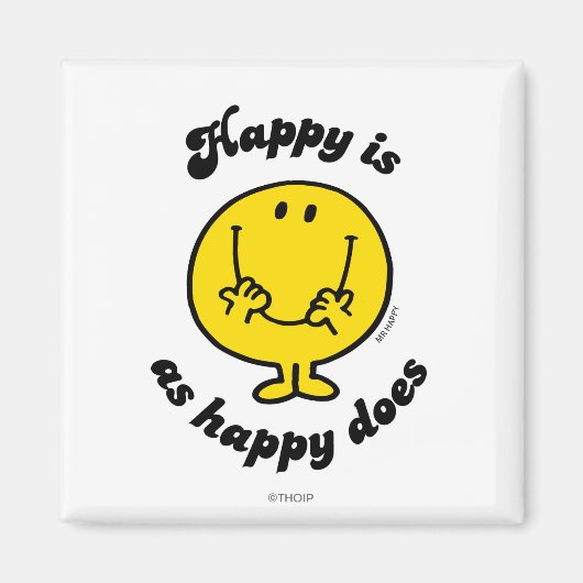 Mr Happy | Happy is net zo gelukkig als doet Magneet (Voorkant)