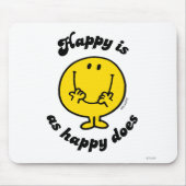 Mr Happy | Happy is net zo gelukkig als doet Muismat (Voorkant)