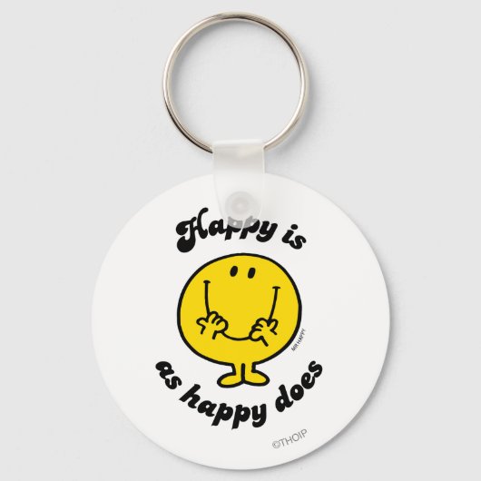 Mr Happy | Happy is net zo gelukkig als doet Sleutelhanger (Voorkant)