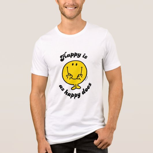 Mr Happy | Happy is net zo gelukkig als doet Tri-Blend Shirt (Voorkant)