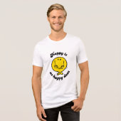 Mr Happy | Happy is net zo gelukkig als doet Tri-Blend Shirt (Voorkant volledig)