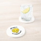 Mr Happy | Happy is net zo gelukkig als doet Zandsteen Onderzetter (Zijkant)