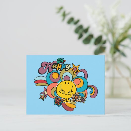 Mr Happy | Kleurrijke wervelingen & sterren Briefkaart (Staand voorkant)
