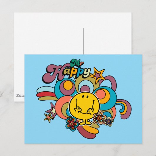 Mr Happy | Kleurrijke wervelingen & sterren Briefkaart (Voorkant / Achterkant)