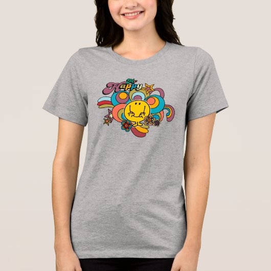 Mr Happy | Kleurrijke wervelingen & sterren Tri-Blend Shirt (Voorkant)