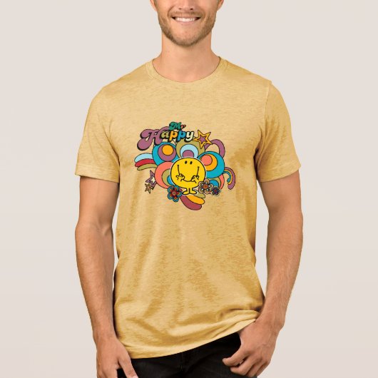 Mr Happy | Kleurrijke wervelingen & sterren Tri-Blend Shirt (Voorkant)