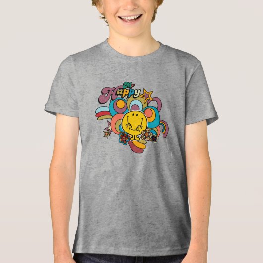 Mr Happy | Kleurrijke wervelingen & sterren Tri-Blend Shirt (Voorkant)