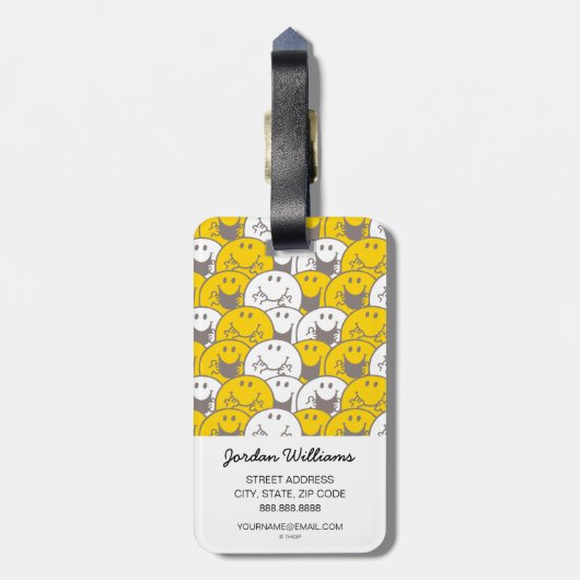 Mr Happy | Knipperend glimlach Bagagelabel (Achterkant verticaal)