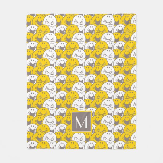 Mr Happy | Knipperend glimlachpatroon | Monogram Fleece Deken (Voorkant)