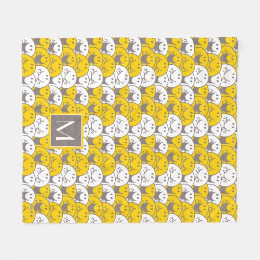 Mr Happy | Knipperend glimlachpatroon | Monogram Fleece Deken (Voorkant (Horizontaal))