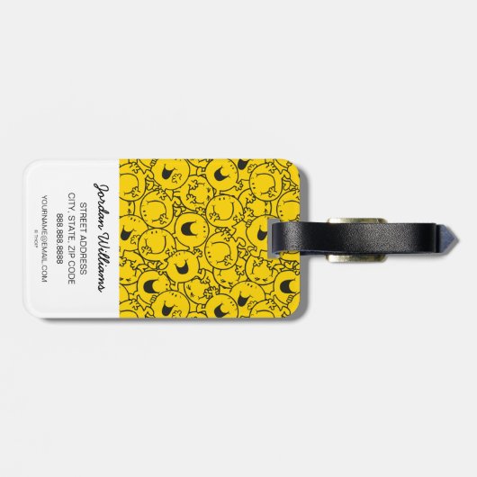 Mr Happy | Partij gele glimlach Bagagelabel (Achterkant horizontaal)