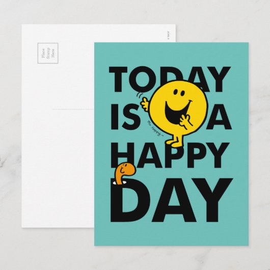 Mr Happy | Vandaag is het een gelukkige dag Briefkaart (Voorkant / Achterkant)