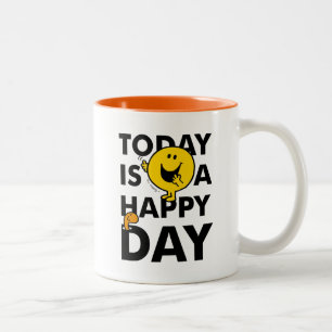 Mr Happy   Vandaag is het een gelukkige dag Tweekleurige Koffiemok