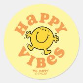 Mr Happy Vibes Ronde Sticker (Voorkant)
