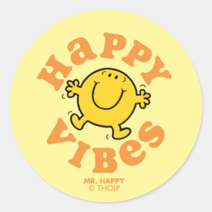 Mr Happy Vibes Ronde Sticker