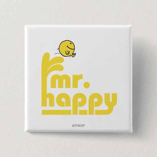 Mr Happy | waterfontein Vierkante Button 5,1 Cm (Voorkant)