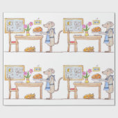 Mr Hiddle Cooks Turkey Season Greetings Card Cadeaupapier (Vlak)