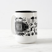 Mr Hipster Herten Beer Fox Retro Tweekleurige Koffiemok (Voorkant links)