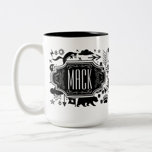 Mr Hipster Herten Beer Fox Retro Tweekleurige Koffiemok (Links)