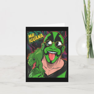 Mr. Iguana Tongue Out Funny Lizard Wrestler Cartoo Kaart