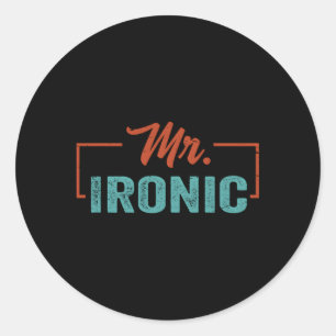 Mr. Ironische grappen Minimalistische Guy Ronde Sticker