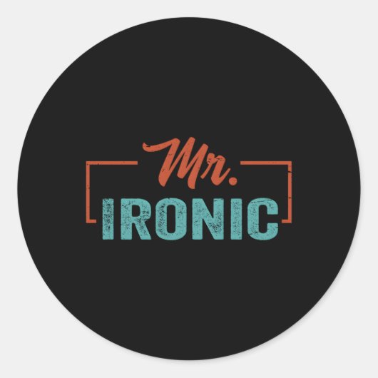 Mr. Ironische grappen Minimalistische Guy Ronde Sticker (Voorkant)