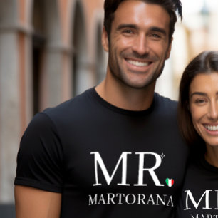 MR. Italiaanse Vlag Hart Persoonlijke Achternaam K T-shirt