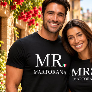 MR. Italiaanse Vlag Hart Persoonlijke Achternaam K T-shirt