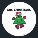 Mr. Kerstmis | Festive Pet & handschoenen Ronde Sticker<br><div class="desc">Het is moeilijk om niet van de feestdagen te houden als Mr. Kerstmis met je komt vieren! Als een kerstboom met een groene tint, is dit personage van Mr. Mannen klaar om een feestelijke vrolijkheid te verspreiden. Creëer wat leuke kerstcadeautjes met dit ontwerp om onze geweldige producten aan te passen....</div>