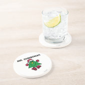 Mr. Kerstmis | Festive Pet & handschoenen Zandsteen Onderzetter (Zijkant)