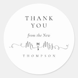 Mr. Key Symbol Script Wedding Dank u Ronde Sticker