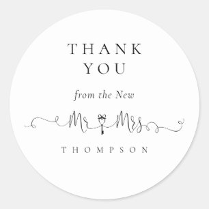 Mr. Key Symbol Script Wedding Dank u Ronde Sticker