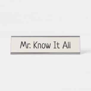 Mr. Know Alles Bureau Naambordje