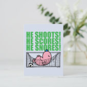 Mr. Lazy duikt in een voetbaldoel Briefkaart (Staand voorkant)