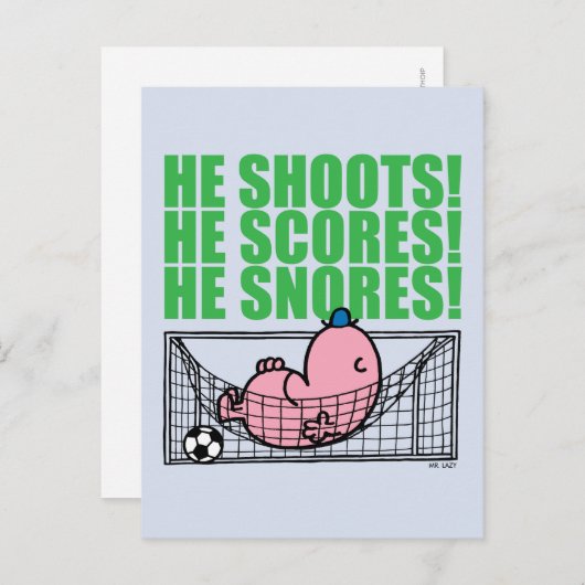 Mr. Lazy duikt in een voetbaldoel Briefkaart (Voorkant / Achterkant)