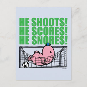 Mr. Lazy duikt in een voetbaldoel Briefkaart
