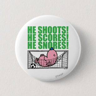 Mr. Lazy duikt in een voetbaldoel Ronde Button 5,7 Cm