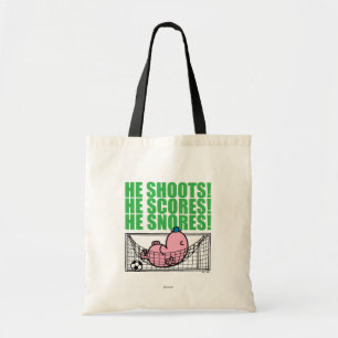 Mr. Lazy duikt in een voetbaldoel Tote Bag