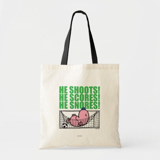 Mr. Lazy duikt in een voetbaldoel Tote Bag (Voorkant)