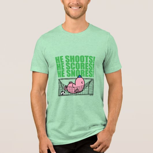 Mr. Lazy duikt in een voetbaldoel Tri-Blend Shirt (Voorkant)