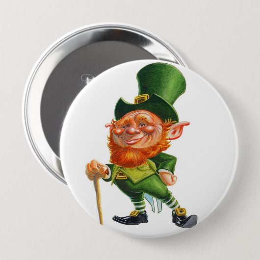 MR LEPRECHAUN-toets Ronde Button 4,0 Cm (Voorkant /achterkant)
