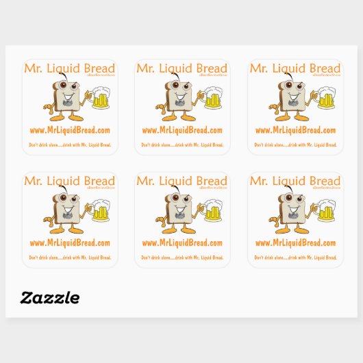 Mr Liquid Bread Square Stickers (Vel)