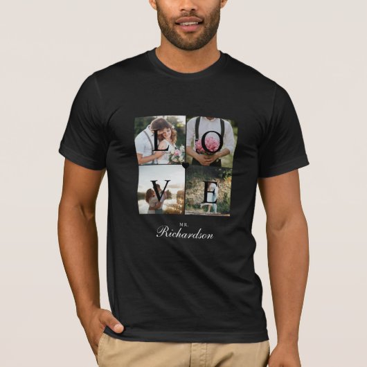 Mr Love Passen getrouwd Trouwfotocollage Zwart T-shirt (Voorkant)