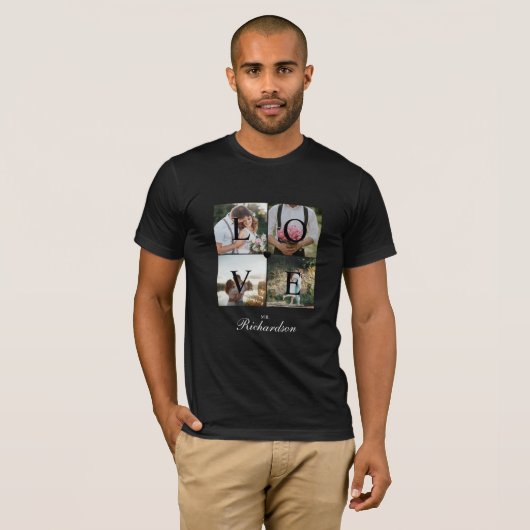 Mr Love Passen getrouwd Trouwfotocollage Zwart T-shirt (Voorkant volledig)
