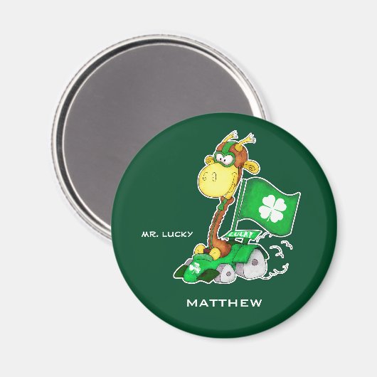 Mr Lucky. Funny Giraffe St.Patrick's Day Custom Magneet (Voorkant / Achterkant)