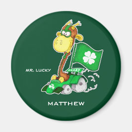 Mr Lucky. Funny Giraffe St.Patrick's Day Custom Magneet